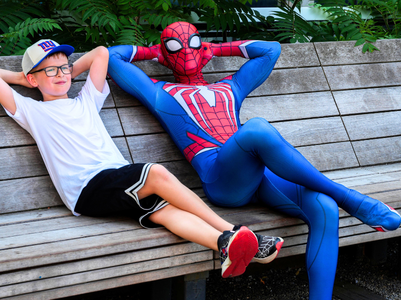 A Novel Princess Party's Spiderman relaxing on highline